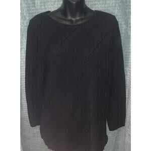 Chico's Women Knit Basic Pullover Top Women's Large Black Classic Soft